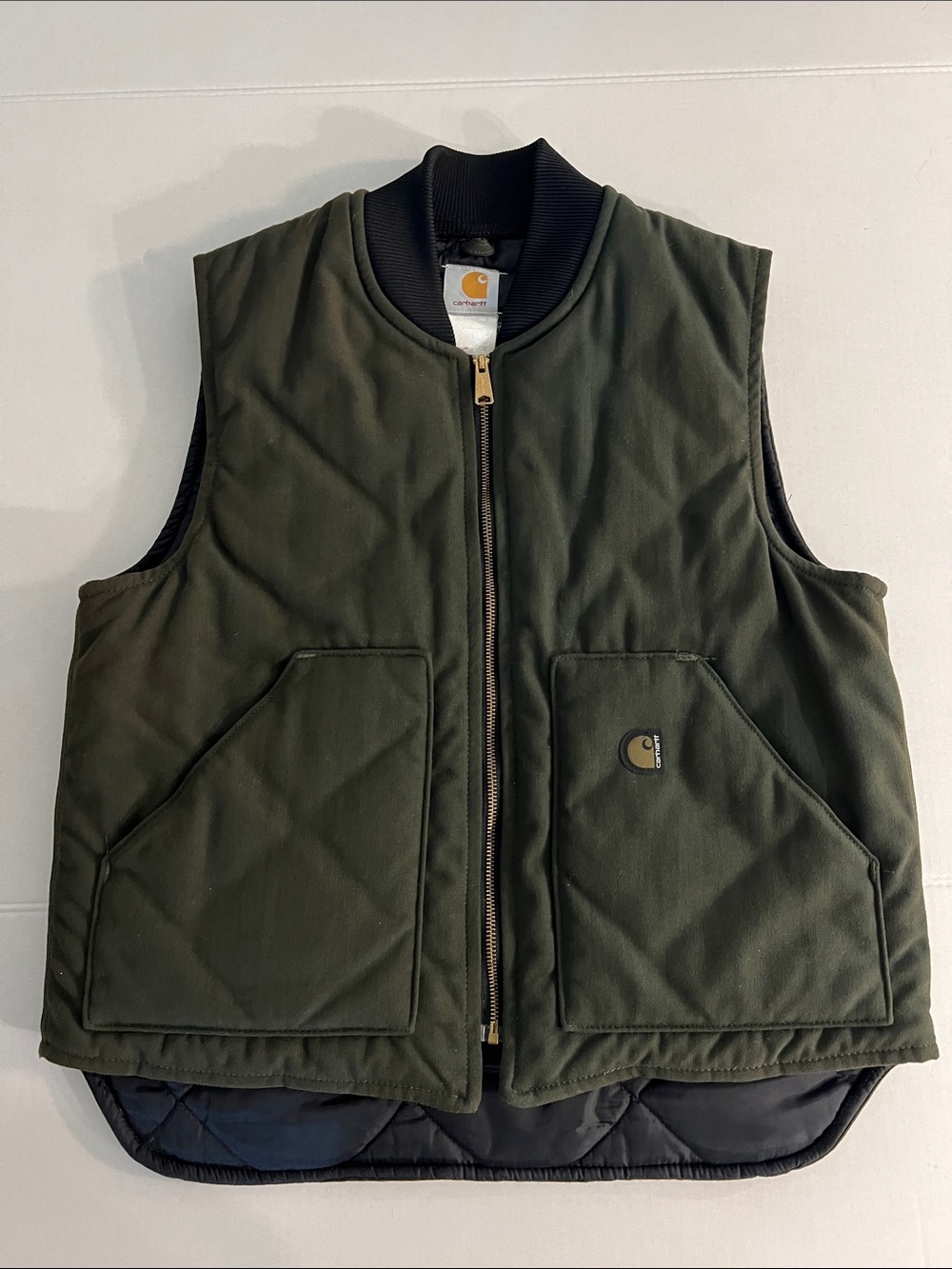 Vintage Carhartt Men's Duck Canvas Vest Union USA Made Size Large moss green